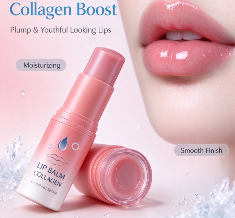 Collagen Lip Balm Hydrating Repair, Tinted Moisturizing Lip Mask for Dry Chapped Lips, Plumping Lip Treatment with Natural Oils, Anti-Aging Lip Care Stick, 3.5g (0.12 oz)