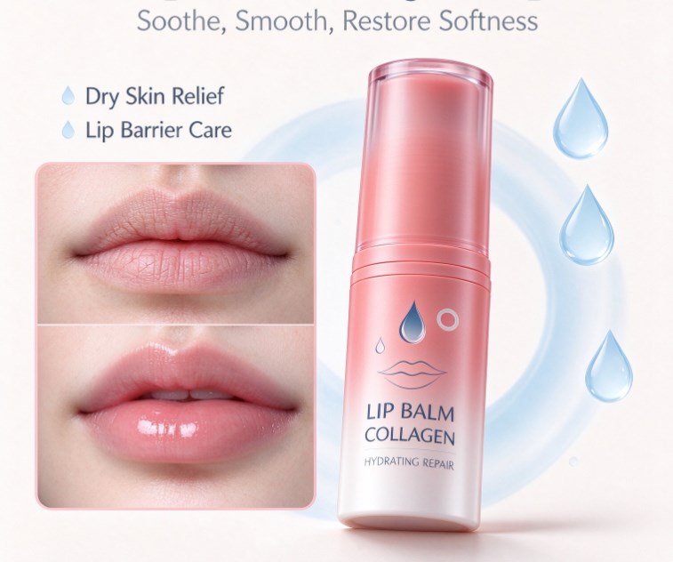 Collagen Lip Balm Hydrating Repair, Tinted Moisturizing Lip Mask for Dry Chapped Lips, Plumping Lip Treatment with Natural Oils, Anti-Aging Lip Care Stick, 3.5g (0.12 oz)