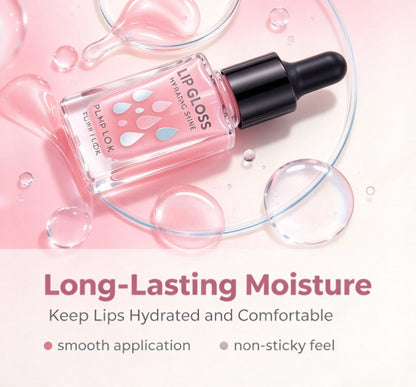 Glass Skin Lip Plumping Oil - 5ml Dropper Lip Glow Treatment for Dry Lips, Liquid Hydrating Lip Balm Serum, High-Shine Clear Lip Tint Gloss (0.17 fl oz)