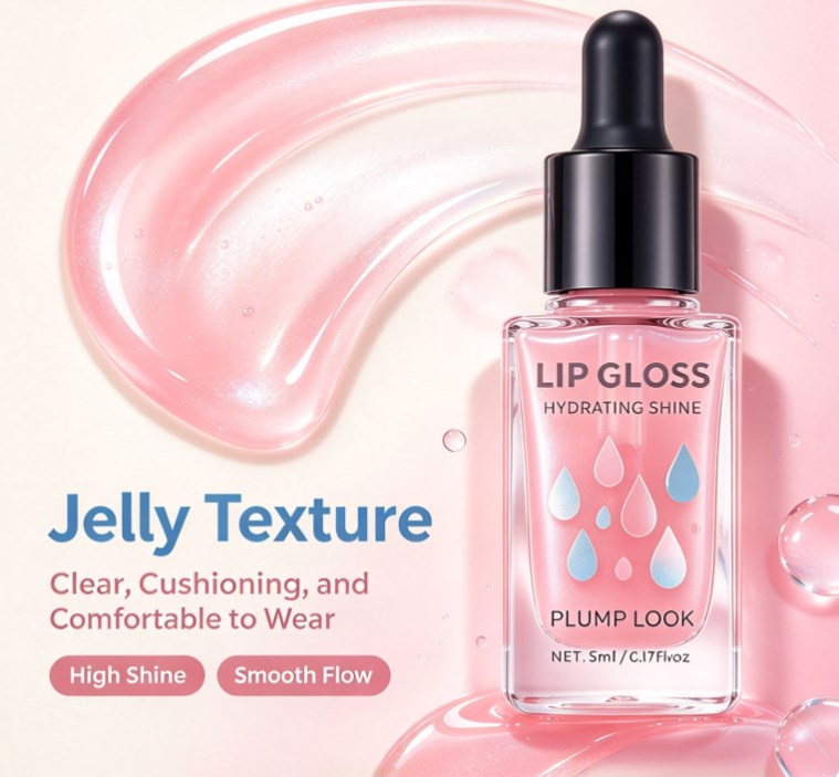 Glass Skin Lip Plumping Oil - 5ml Dropper Lip Glow Treatment for Dry Lips, Liquid Hydrating Lip Balm Serum, High-Shine Clear Lip Tint Gloss (0.17 fl oz)