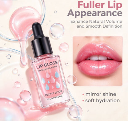 Glass Skin Lip Plumping Oil - 5ml Dropper Lip Glow Treatment for Dry Lips, Liquid Hydrating Lip Balm Serum, High-Shine Clear Lip Tint Gloss (0.17 fl oz)