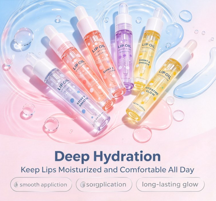 Hydrating Glow Lip Oil for Dry Lips, Non-Sticky Glass Shine Lip Gloss, Deep Moisturizing Lip Care Serum with Dropper Applicator (6ml / 0.20 fl oz)