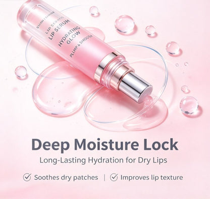 Hydrating Lip Serum Glow - Plumping Lip Care Oil with Hyaluronic Acid for Dry Lips, Nourishing Clear Lip Gloss Treatment, Glass Shine Lip Plumper Oil (10ml / 0.33 fl oz)