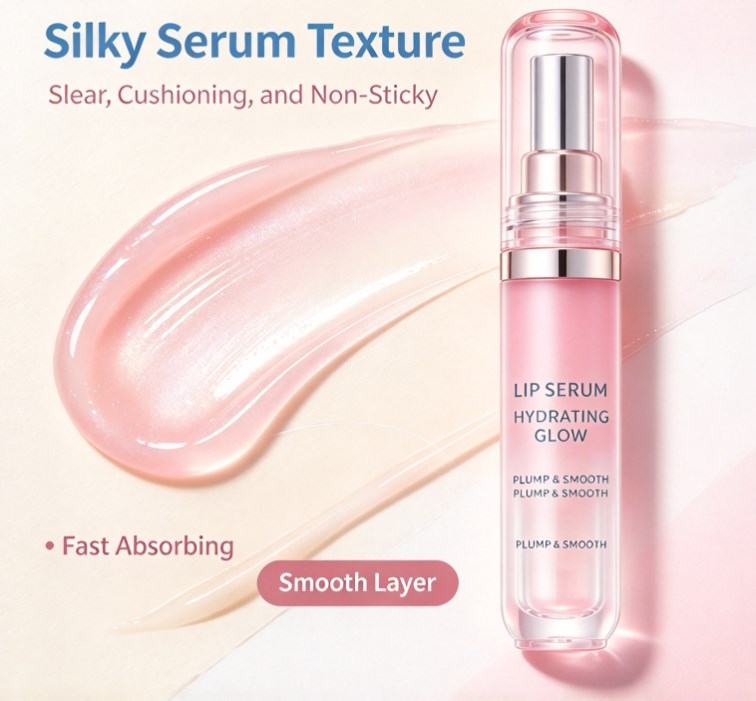 Hydrating Lip Serum Glow - Plumping Lip Care Oil with Hyaluronic Acid for Dry Lips, Nourishing Clear Lip Gloss Treatment, Glass Shine Lip Plumper Oil (10ml / 0.33 fl oz)