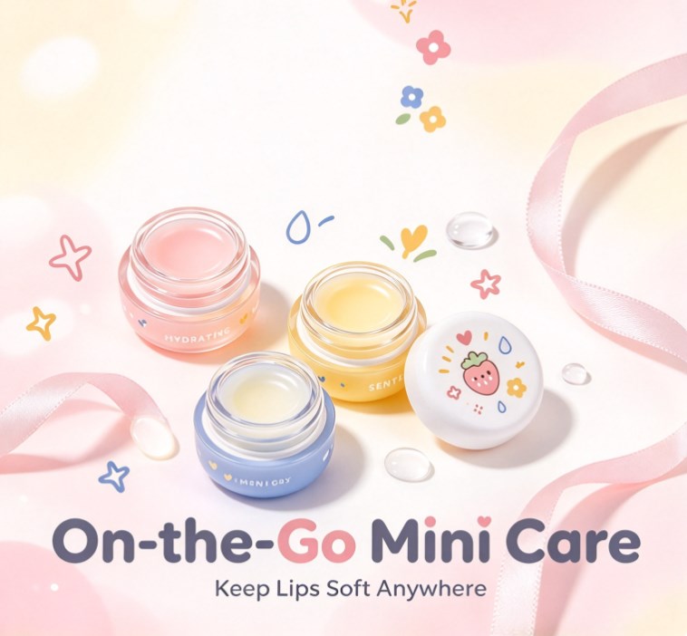 Mini Lip Butter Set – Hydrating & Softening Lip Balm Trio Pack for Dry Lips (Strawberry, Lemon, Blueberry)
