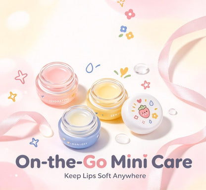 Mini Lip Butter Set – Hydrating & Softening Lip Balm Trio Pack for Dry Lips (Strawberry, Lemon, Blueberry)