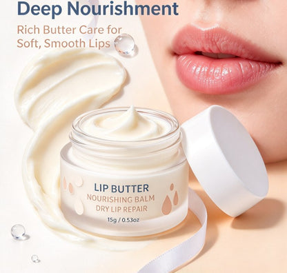 Nourishing Lip Butter Balm - Deep Hydration Lip Sleeping Mask for Dry Chapped Lips, Intense Repairing Lip Therapy Cream Jar, Softening & Smoothing Lip Moisturizer (15g / 0.53 oz)