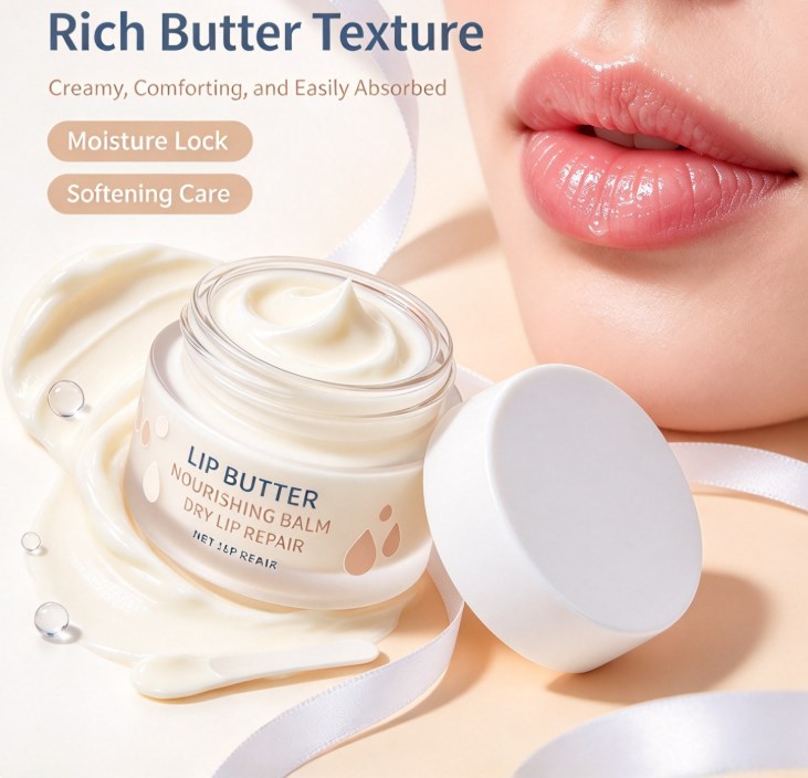 Nourishing Lip Butter Balm - Deep Hydration Lip Sleeping Mask for Dry Chapped Lips, Intense Repairing Lip Therapy Cream Jar, Softening & Smoothing Lip Moisturizer (15g / 0.53 oz)