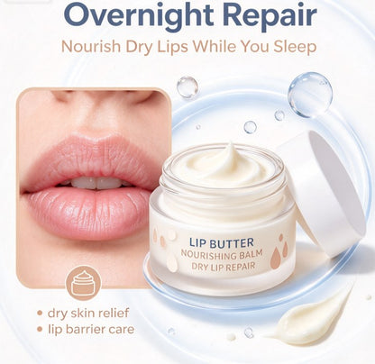 Nourishing Lip Butter Balm - Deep Hydration Lip Sleeping Mask for Dry Chapped Lips, Intense Repairing Lip Therapy Cream Jar, Softening & Smoothing Lip Moisturizer (15g / 0.53 oz)