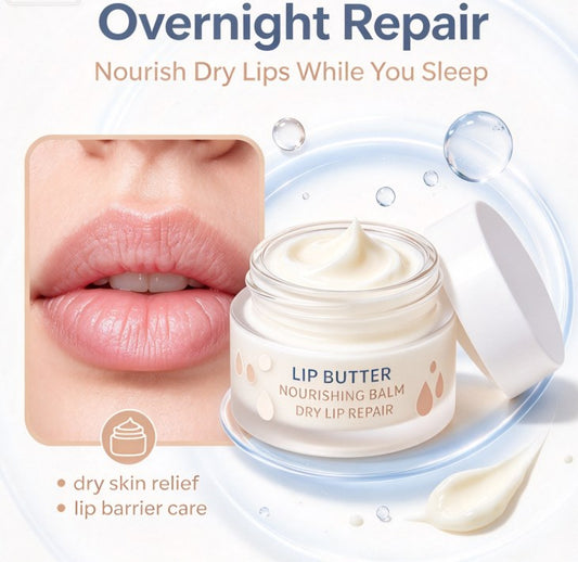 Nourishing Lip Butter Balm - Deep Hydration Lip Sleeping Mask for Dry Chapped Lips, Intense Repairing Lip Therapy Cream Jar, Softening & Smoothing Lip Moisturizer (15g / 0.53 oz)